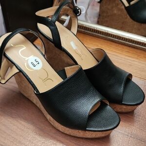 Sugar Black Wedge Sandals